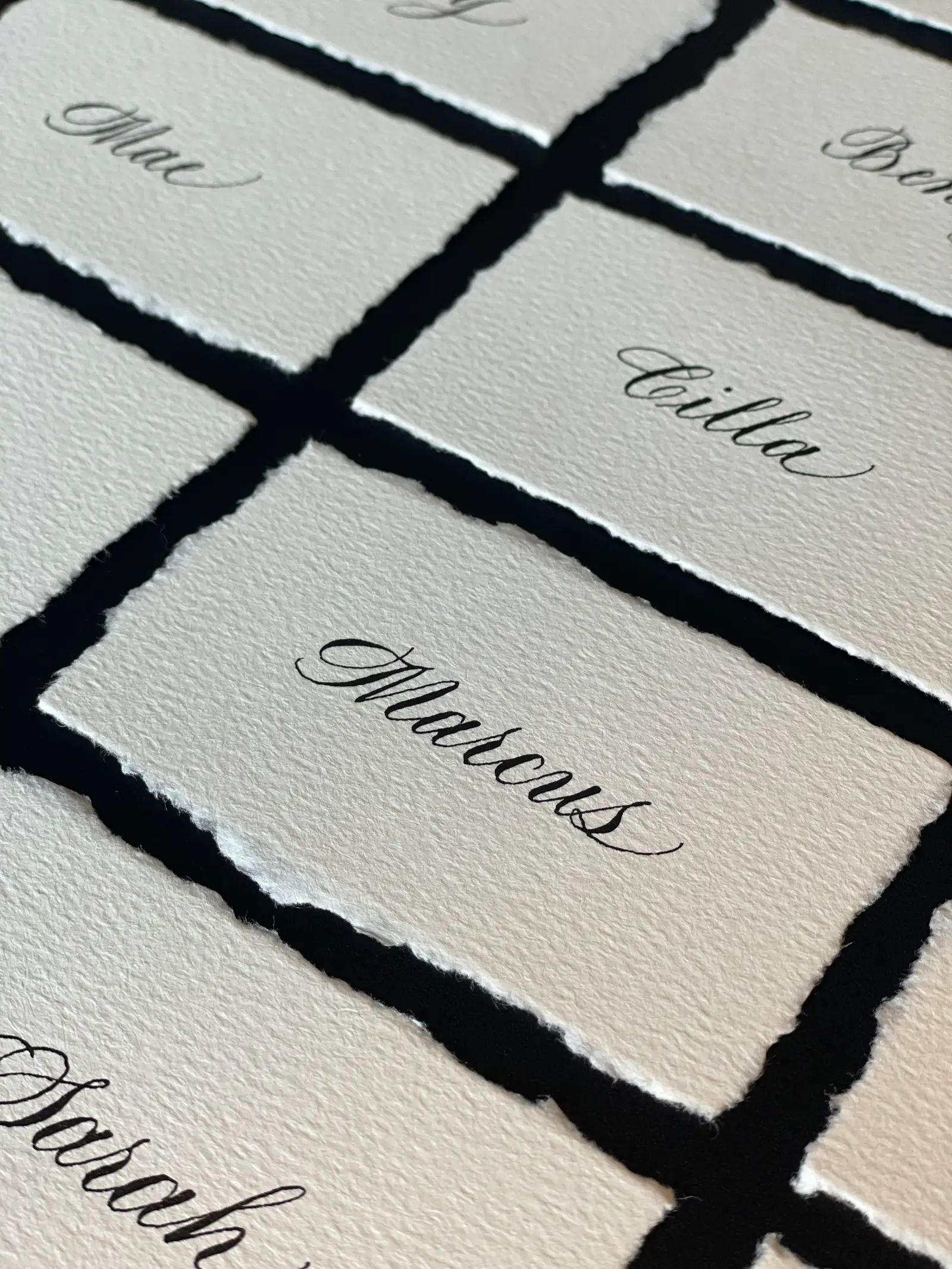 Place card calligraphy deckle edge
