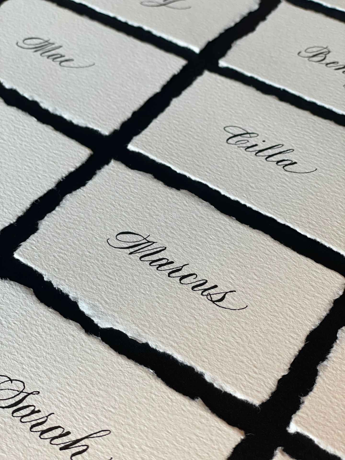 Place card calligraphy deckle edge