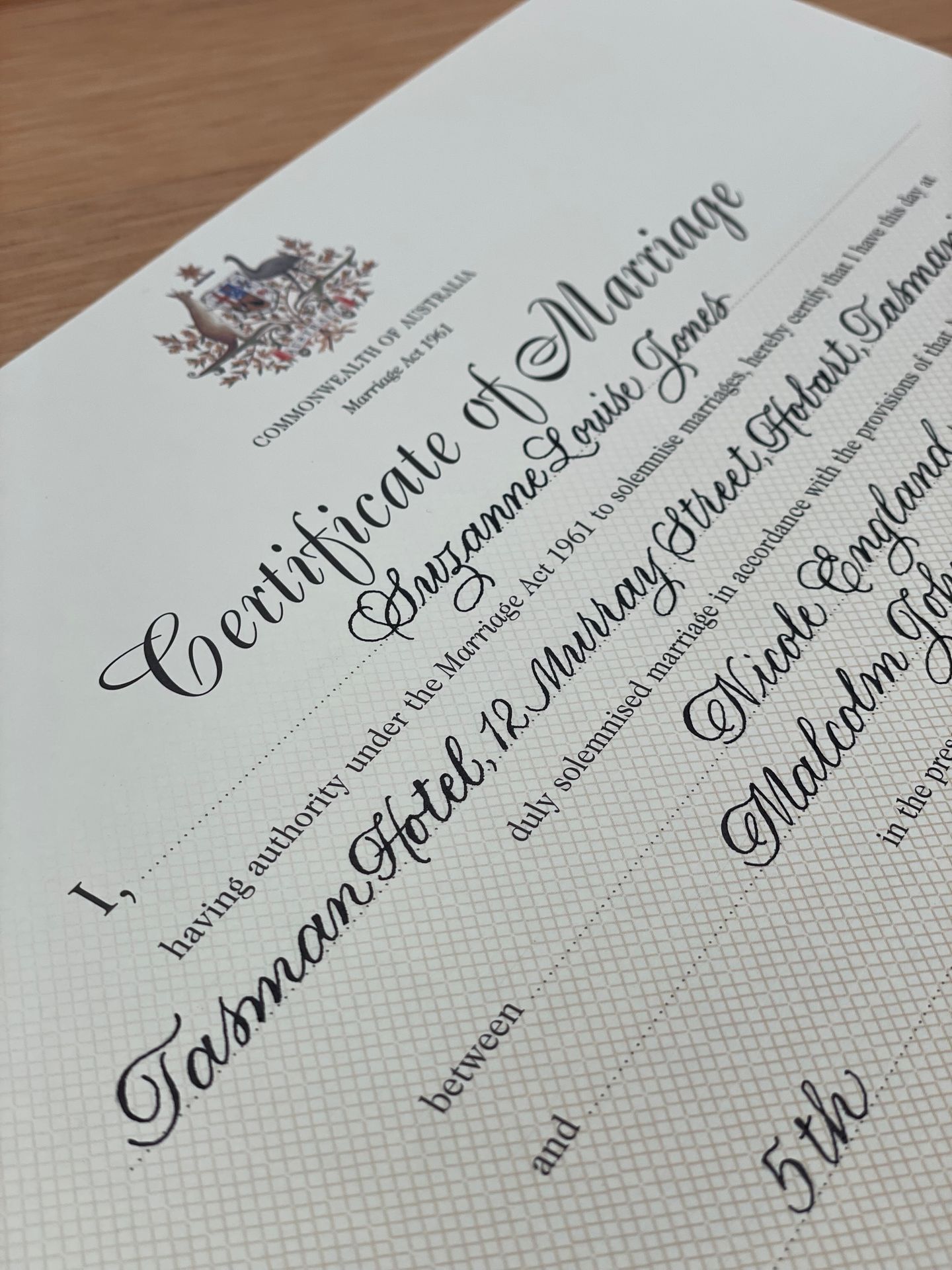 03 Wedding certificate calligraphy 1