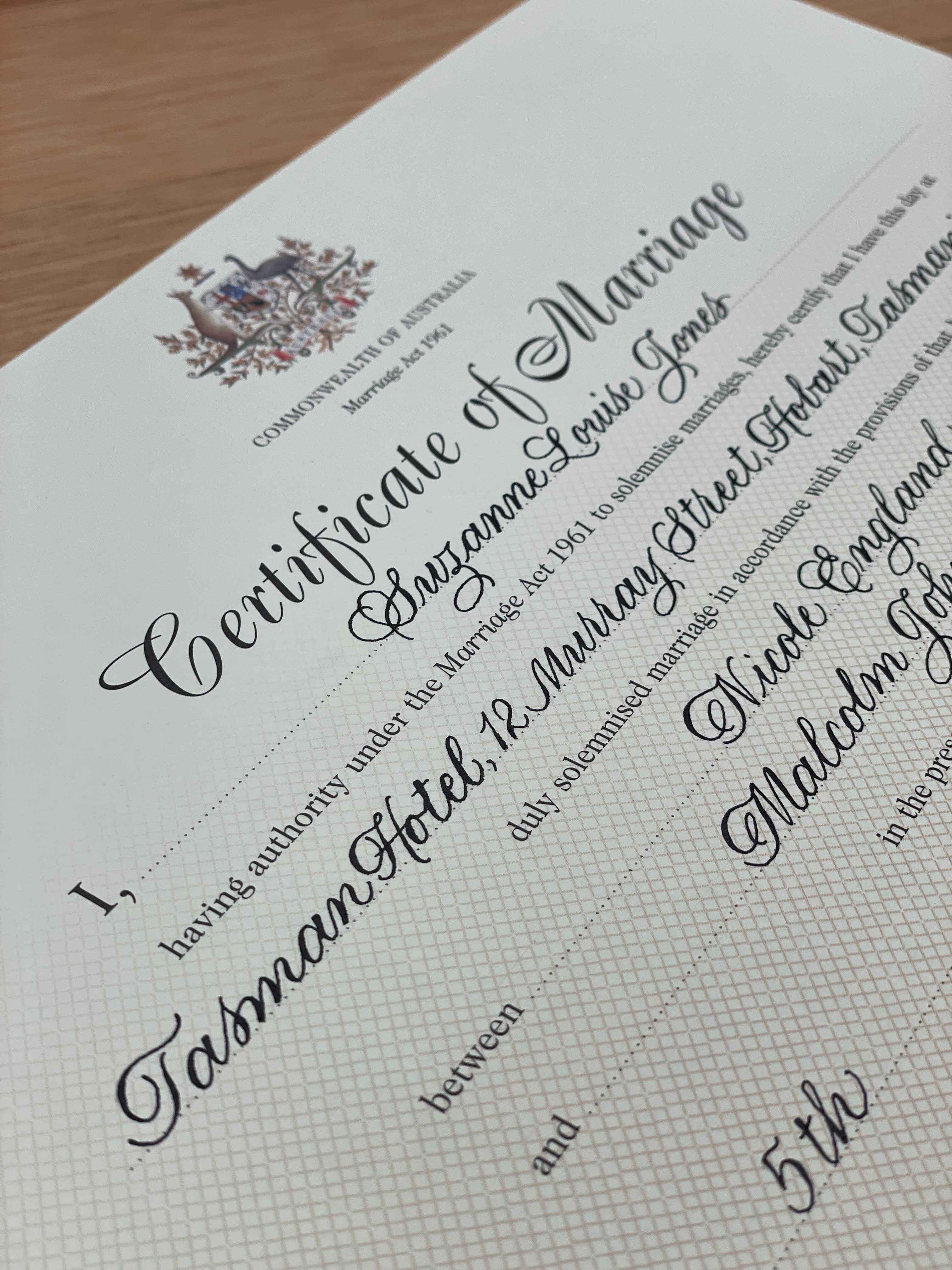 03 Wedding certificate calligraphy 1