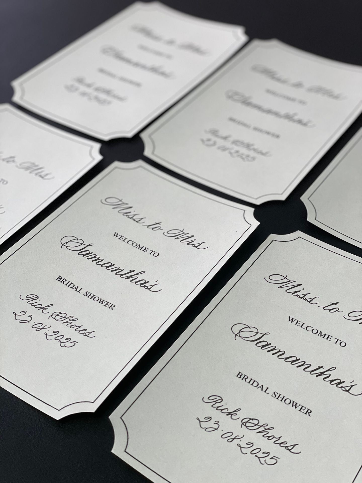 Bridal Shower welcome cards calligraphy