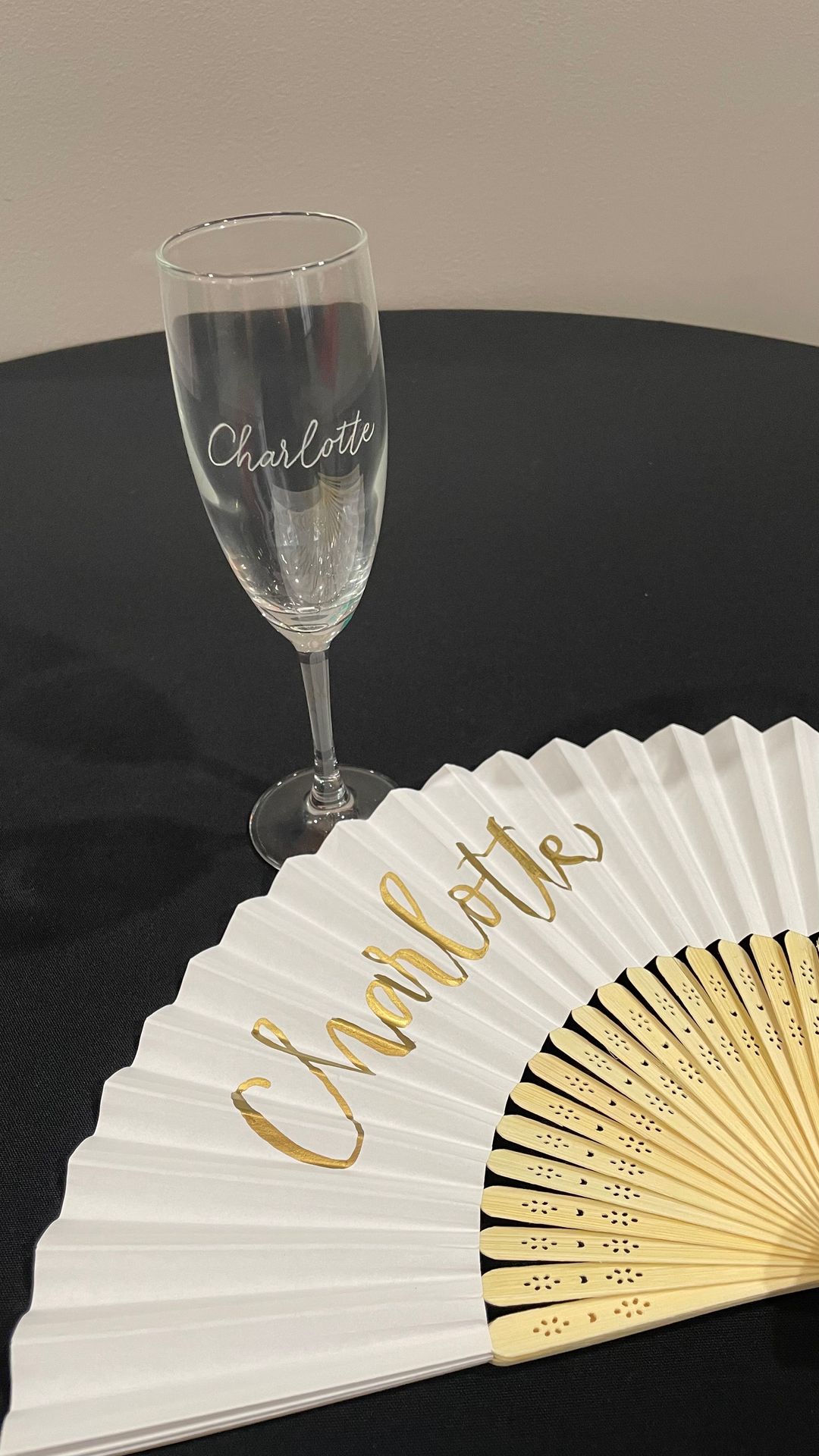 12 Gold Coast Girls in Business Gala award night Champagne glass engraving and personlised fans