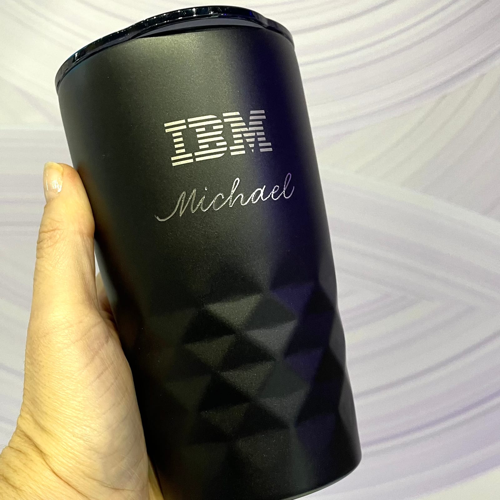 IBM Expo Gartner Symposium Travel mug engraving