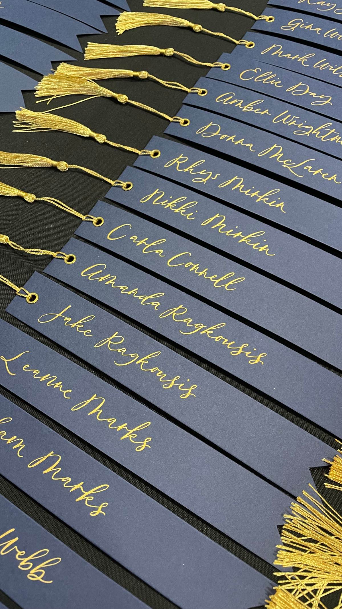 Modern calligraphy place card gold