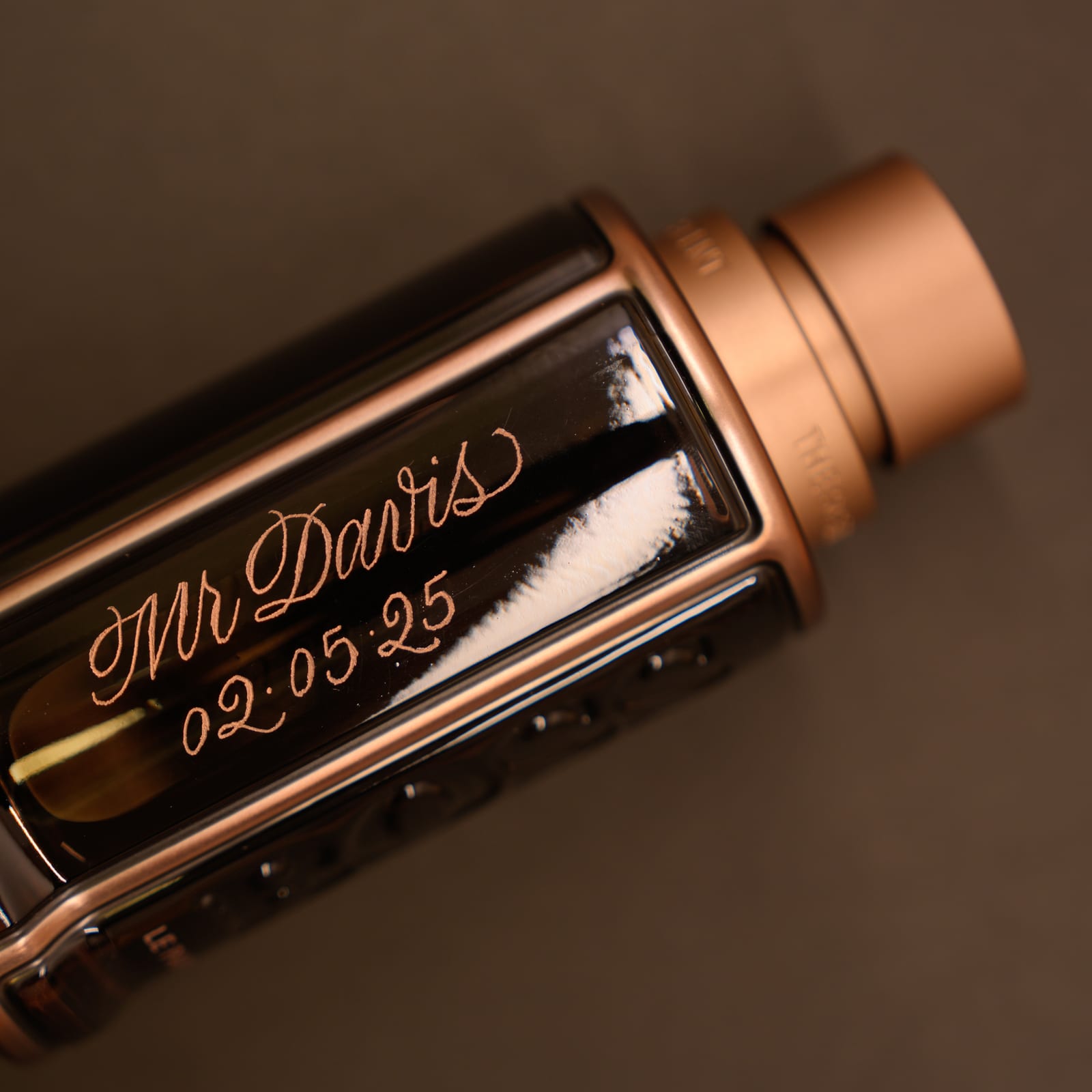 Personalised fragrance bottle engraving
