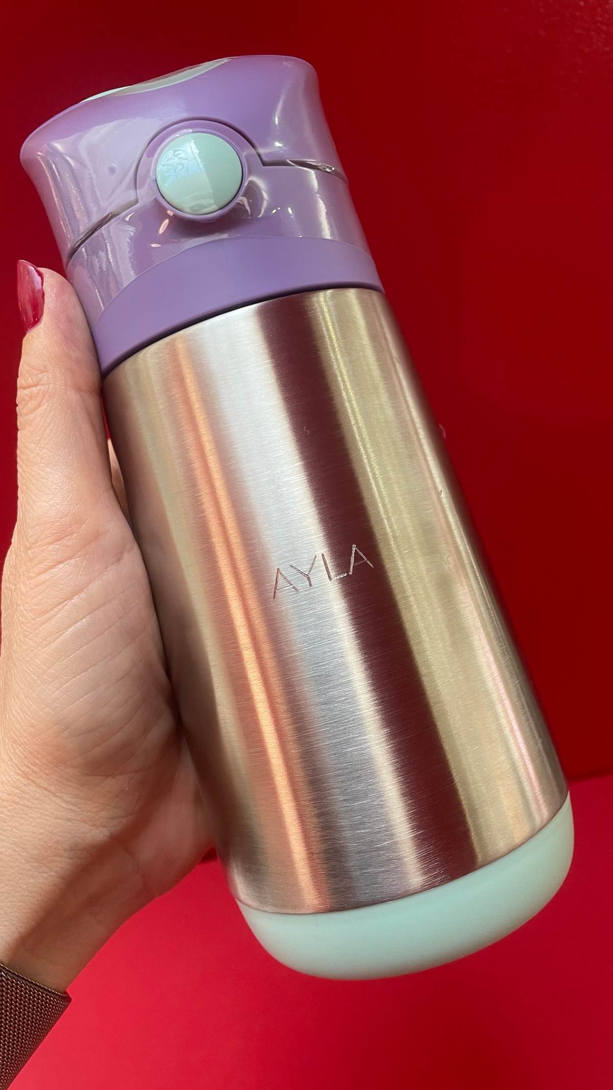 Sans serif water bottle engraving