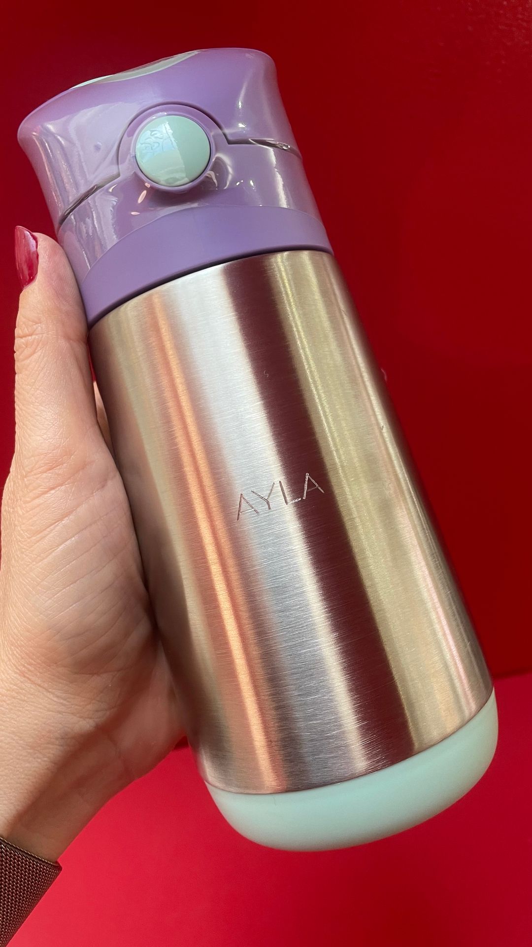 Sans serif water bottle engraving