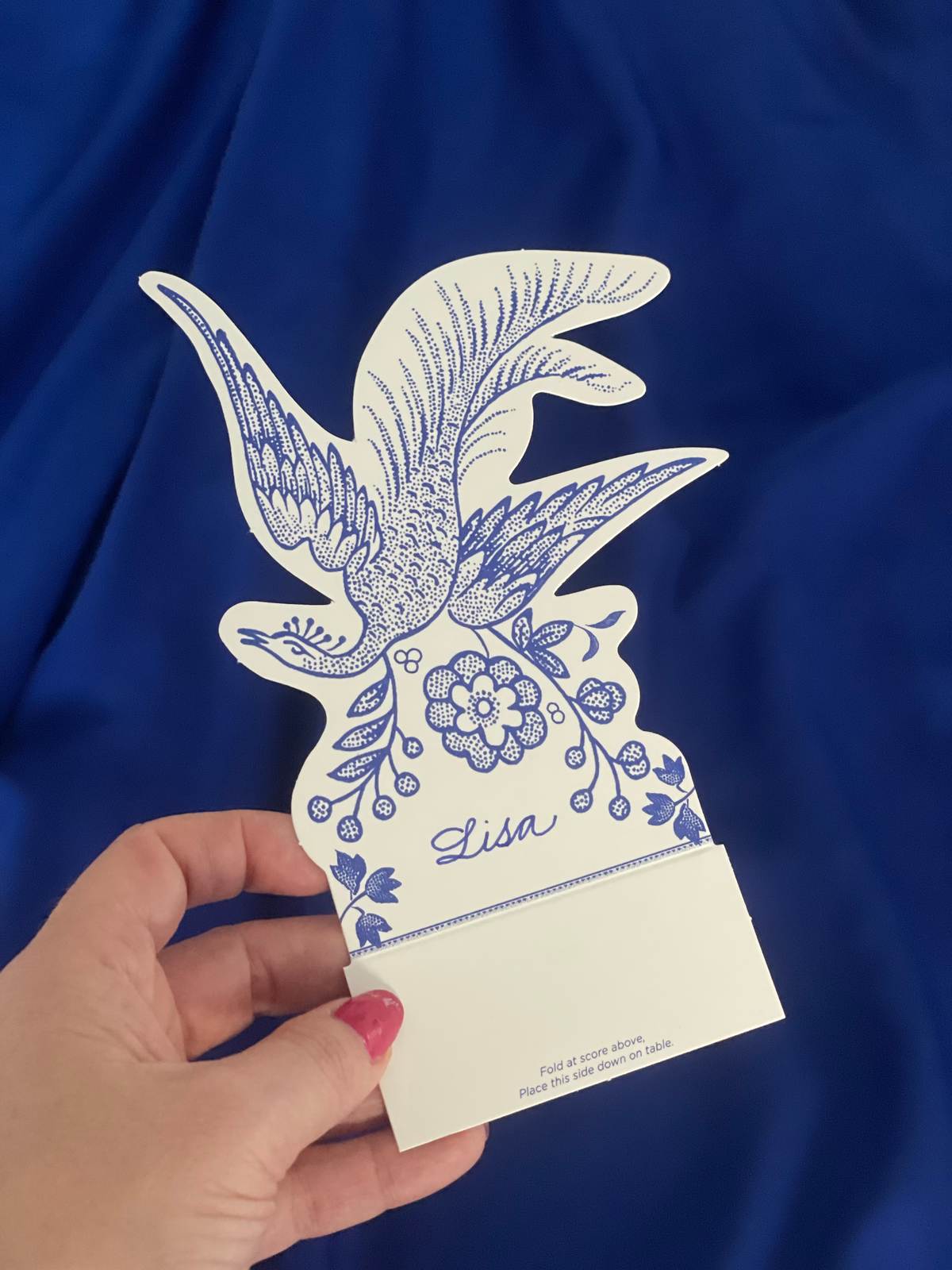 Thanksgiving Royal Blue place card calligraphy