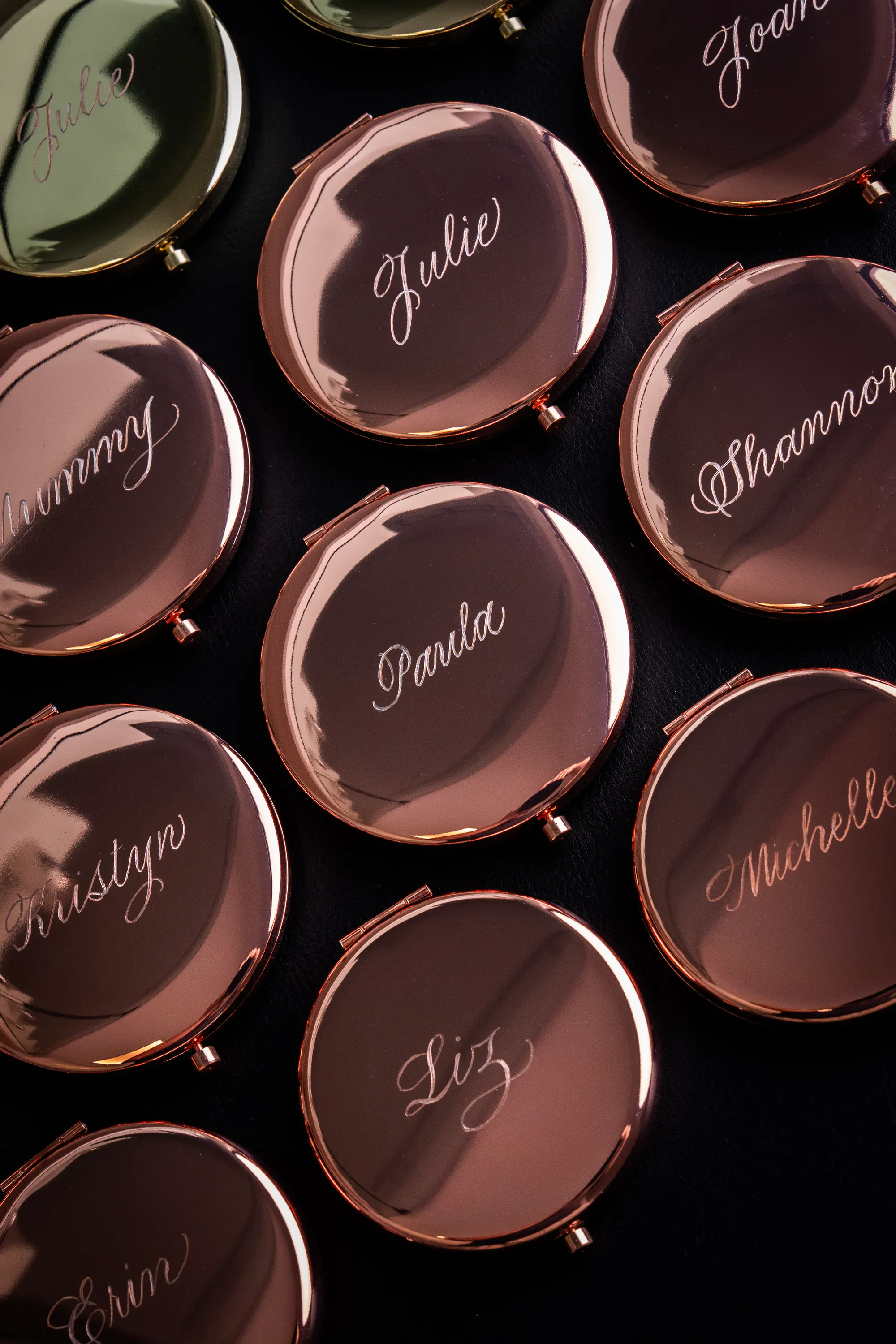 Engraved compact mirrors for Mother's Day