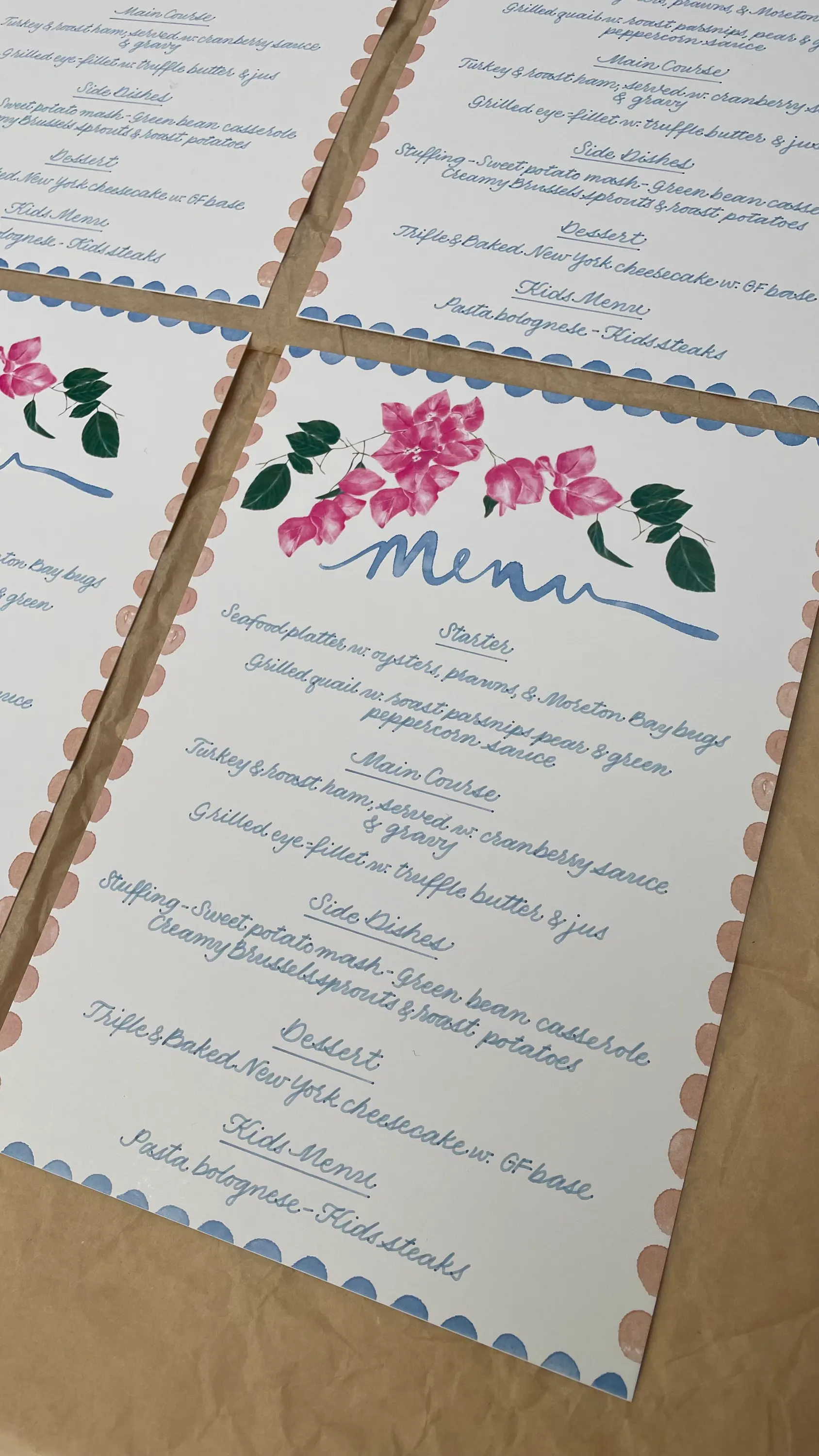 Hand written menus