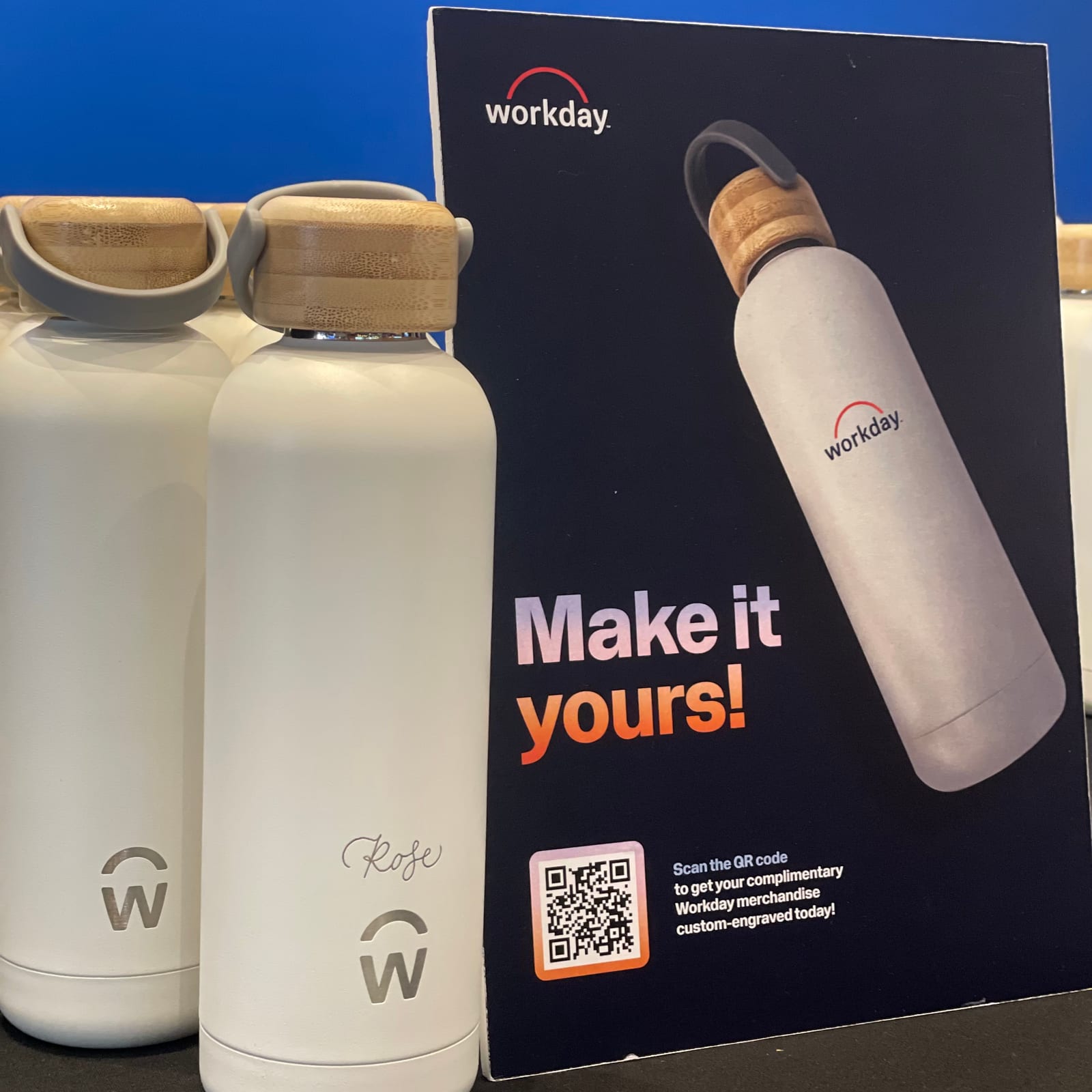 Engraving water bottles for Workday at Voco Brisbane