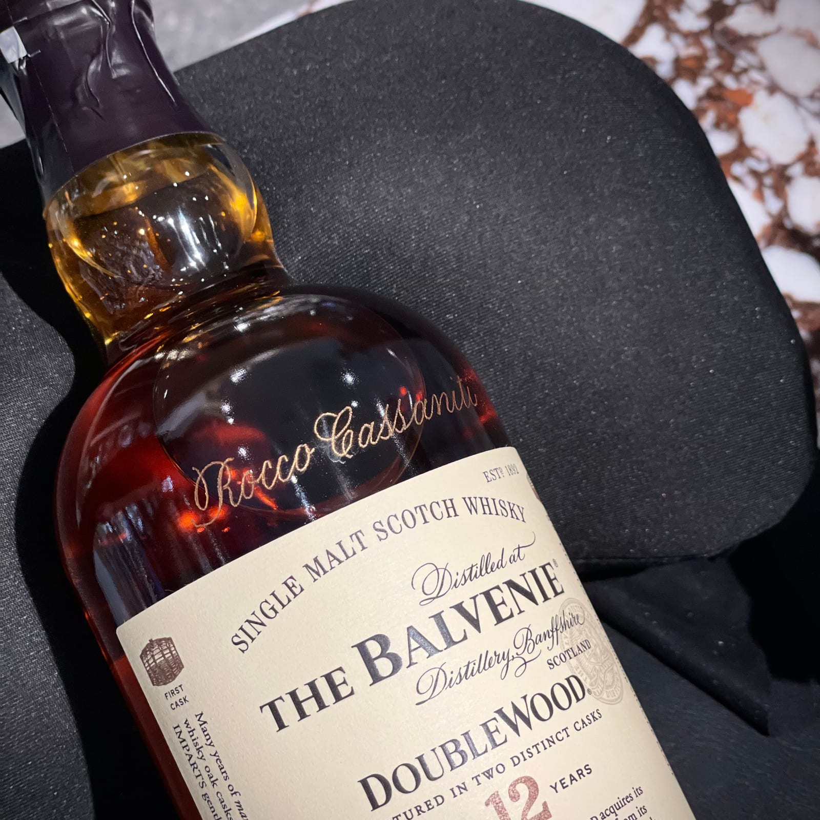 The Balvenie whisky engraving at Hotel Terminus Brisbane