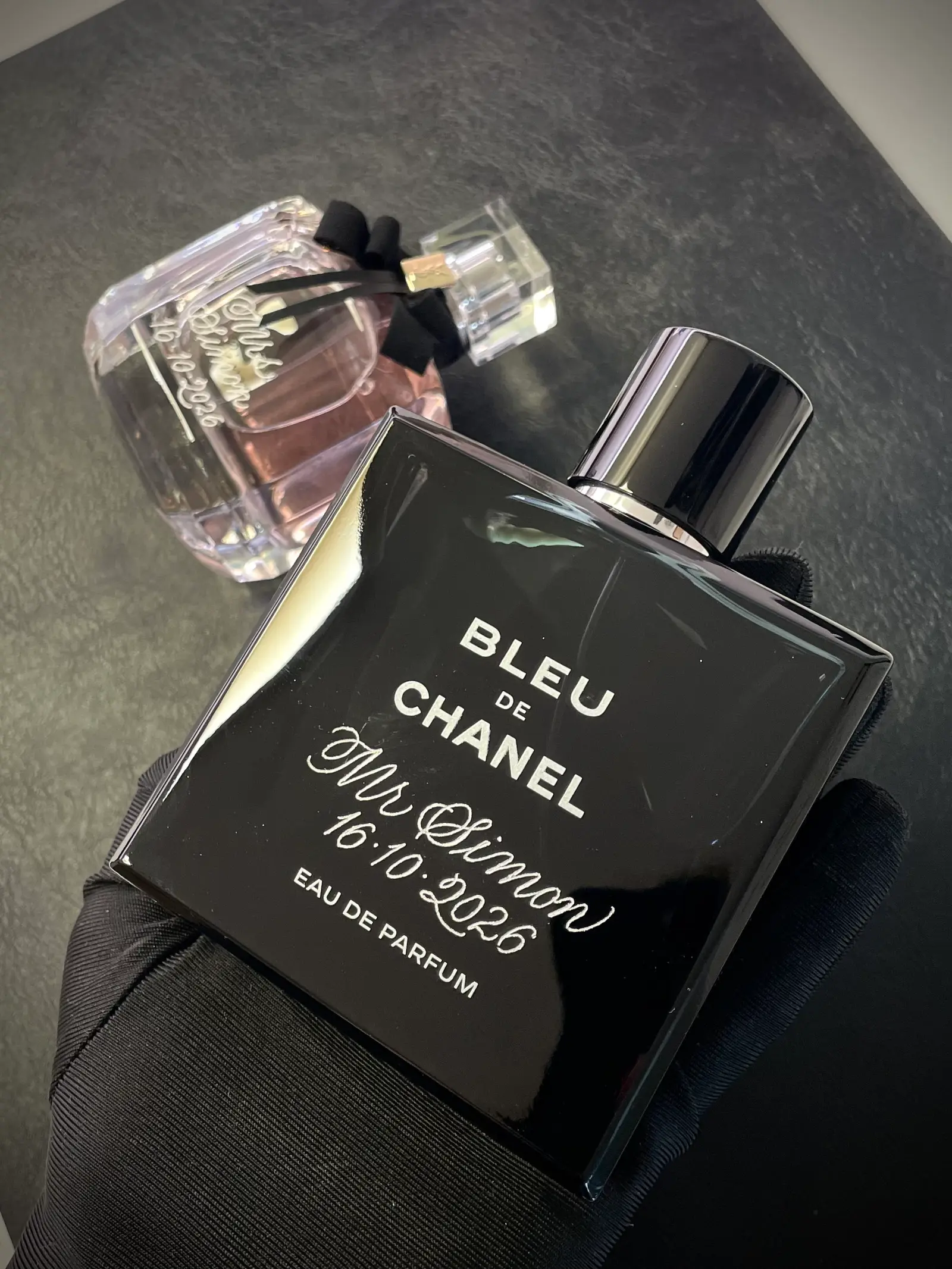 Bleu de Chanel wedding fragrance engraved