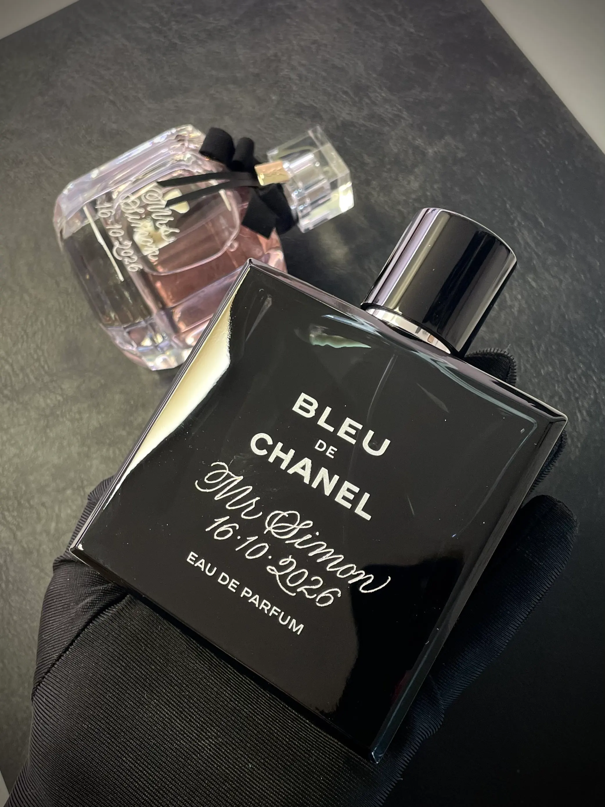 Bleu de Chanel wedding fragrance engraved
