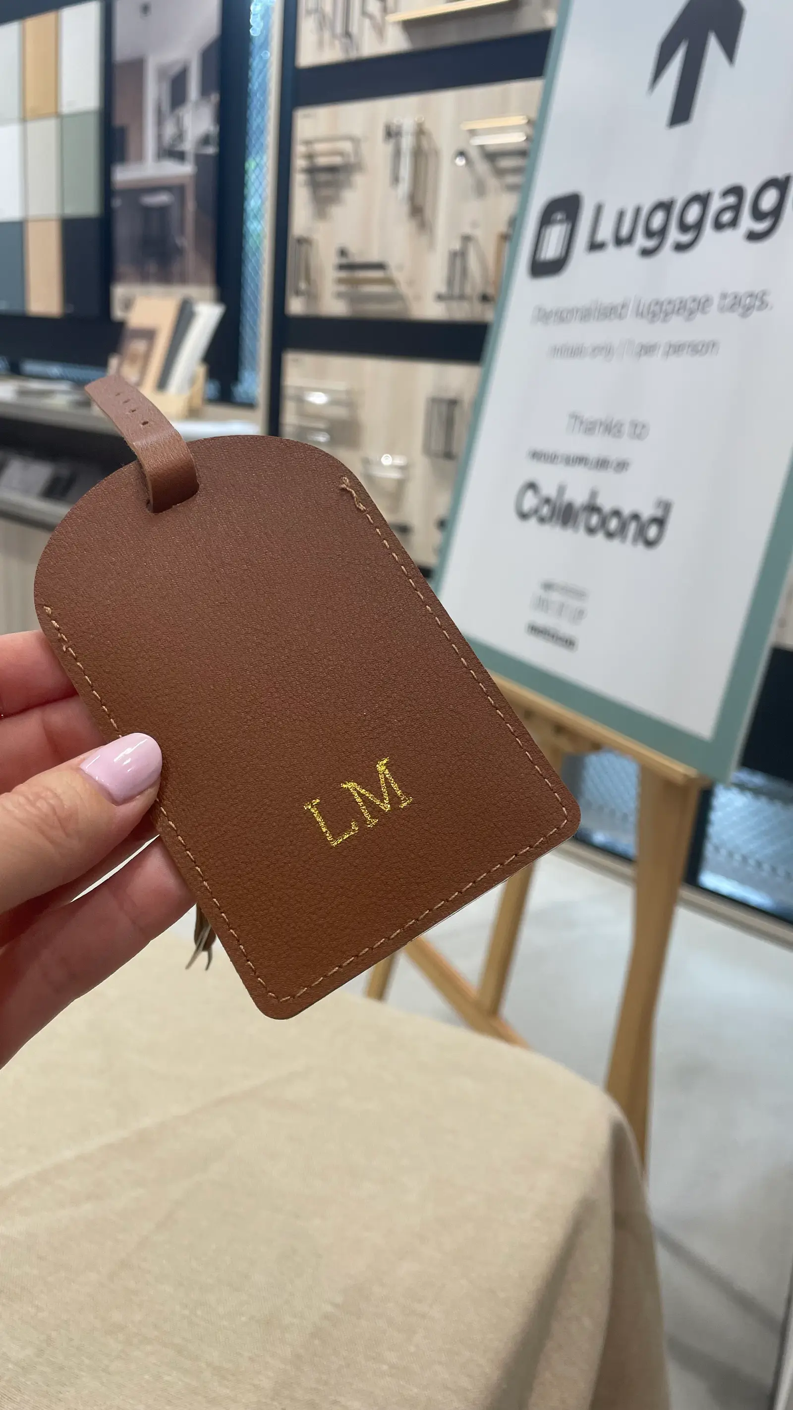 Metricon Robina Hot Foiling on leather luggage tags