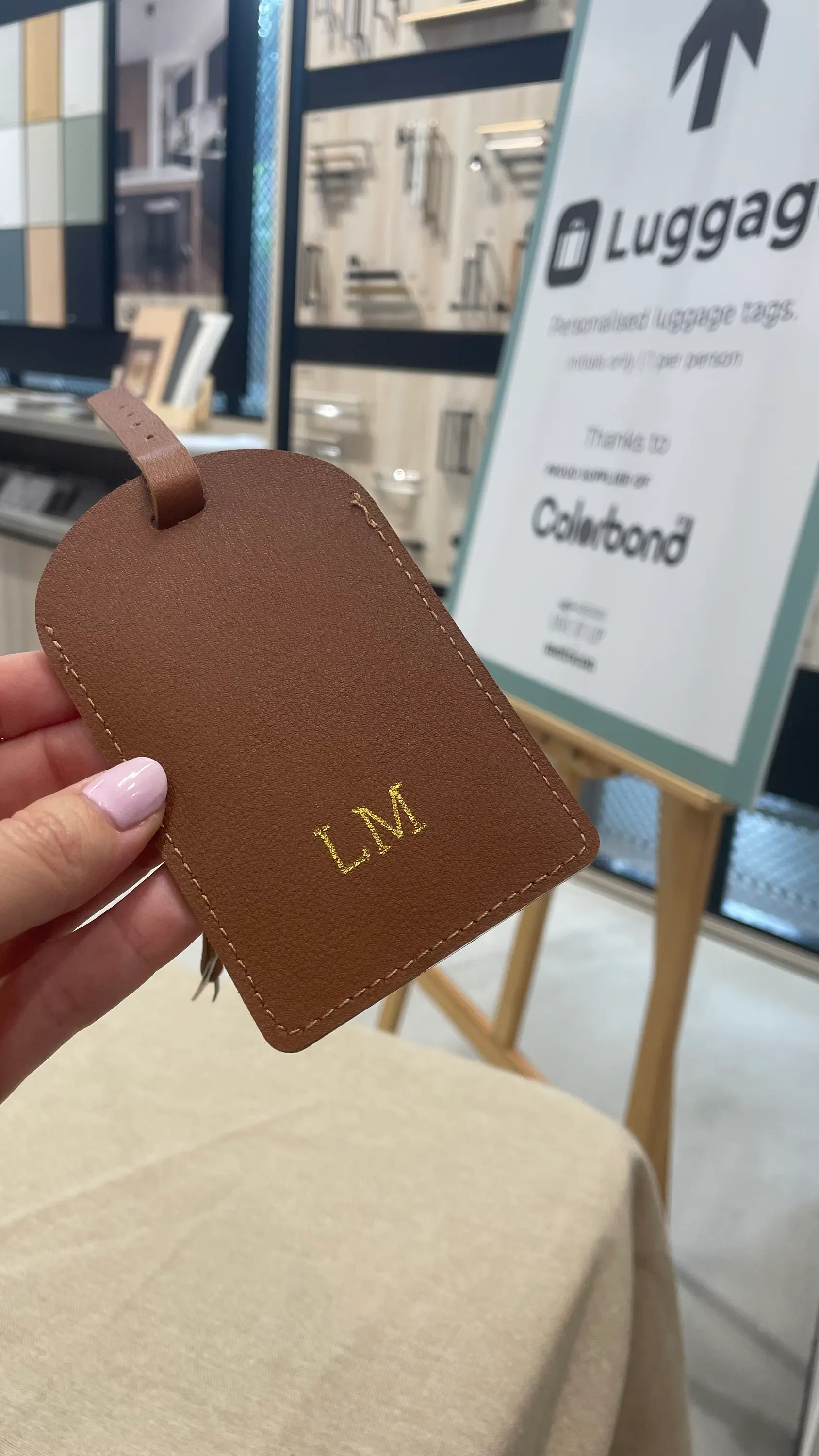 Metricon Robina Hot Foiling on leather luggage tags